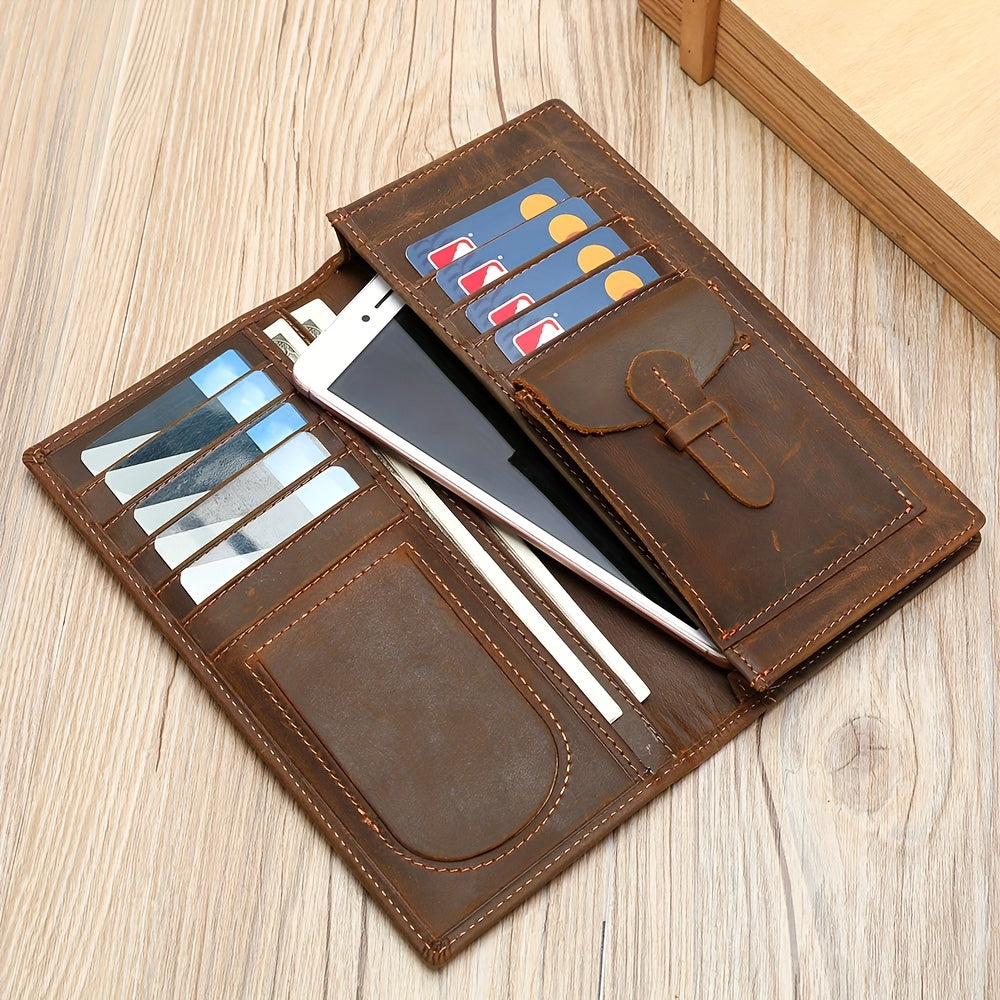 Portefeuille homme vertical en cuir véritable, neuf cartes