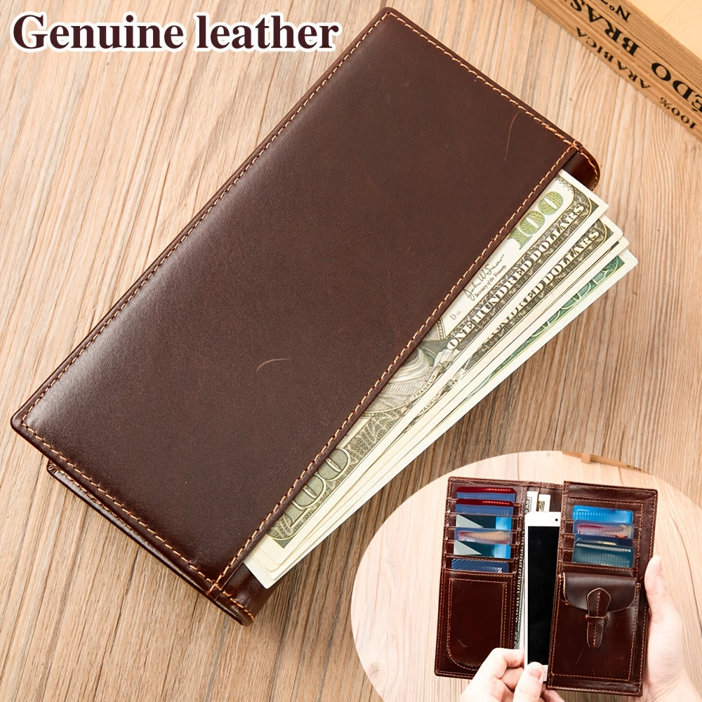 Portefeuille homme vertical en cuir véritable, neuf cartes