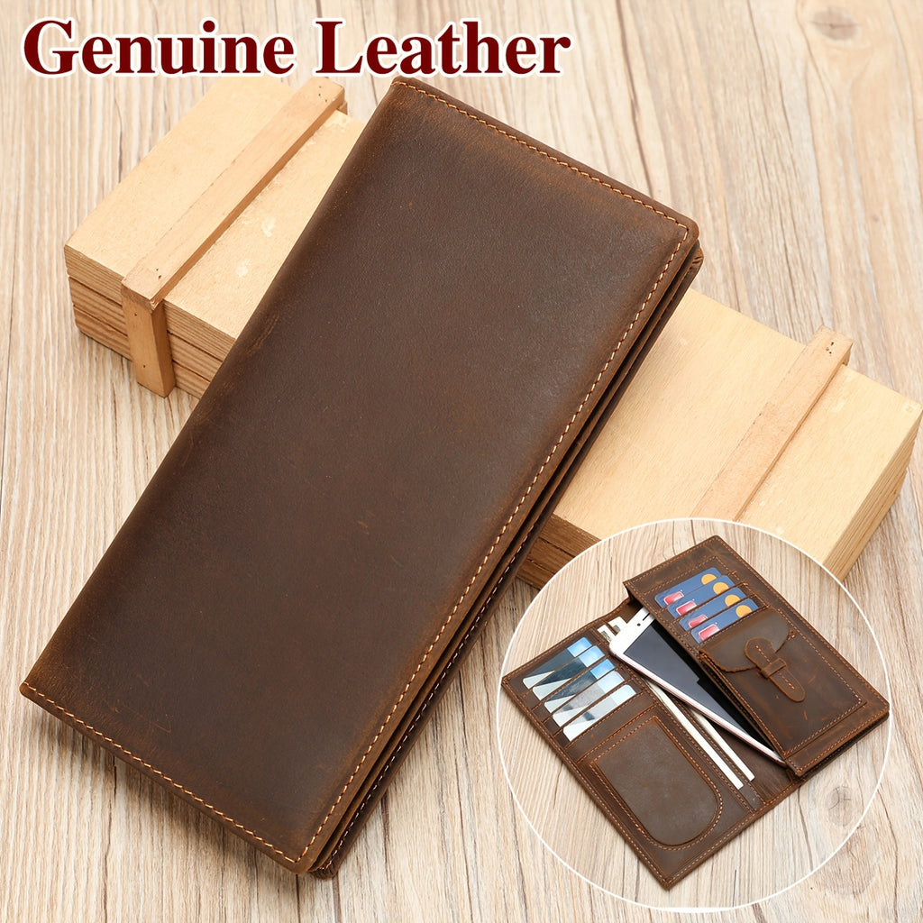 Portefeuille homme vertical en cuir véritable, neuf cartes