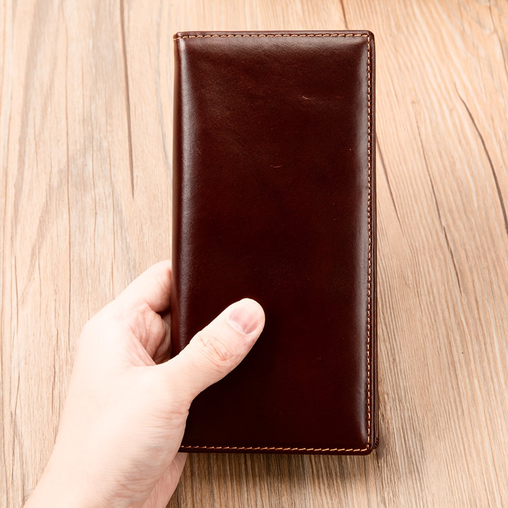 Portefeuille homme vertical en cuir véritable, neuf cartes