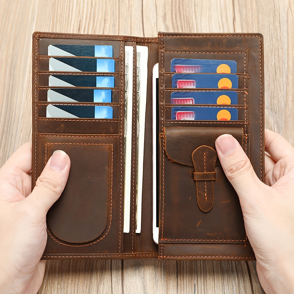 Portefeuille homme vertical en cuir véritable, neuf cartes