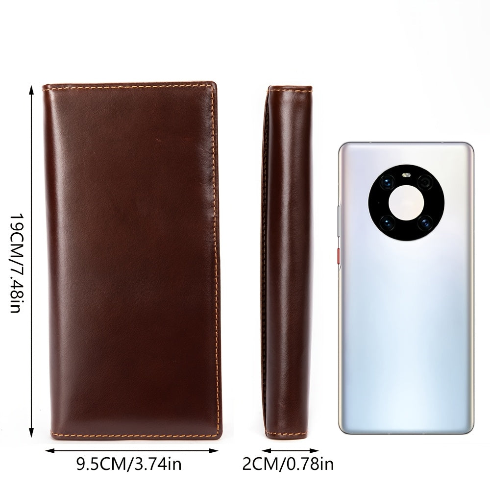 Portefeuille homme vertical en cuir véritable, neuf cartes