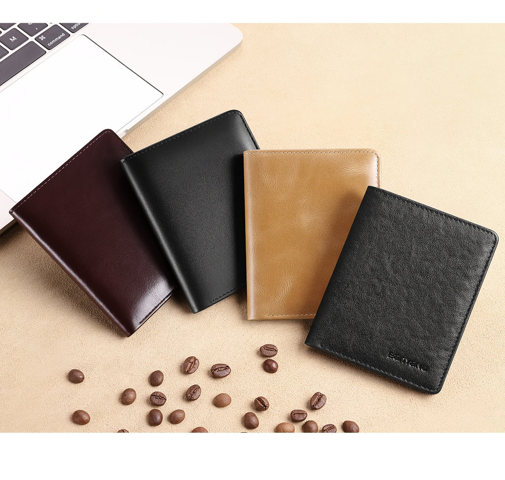 Portefeuille homme vertical extra plat en cuir de vachette