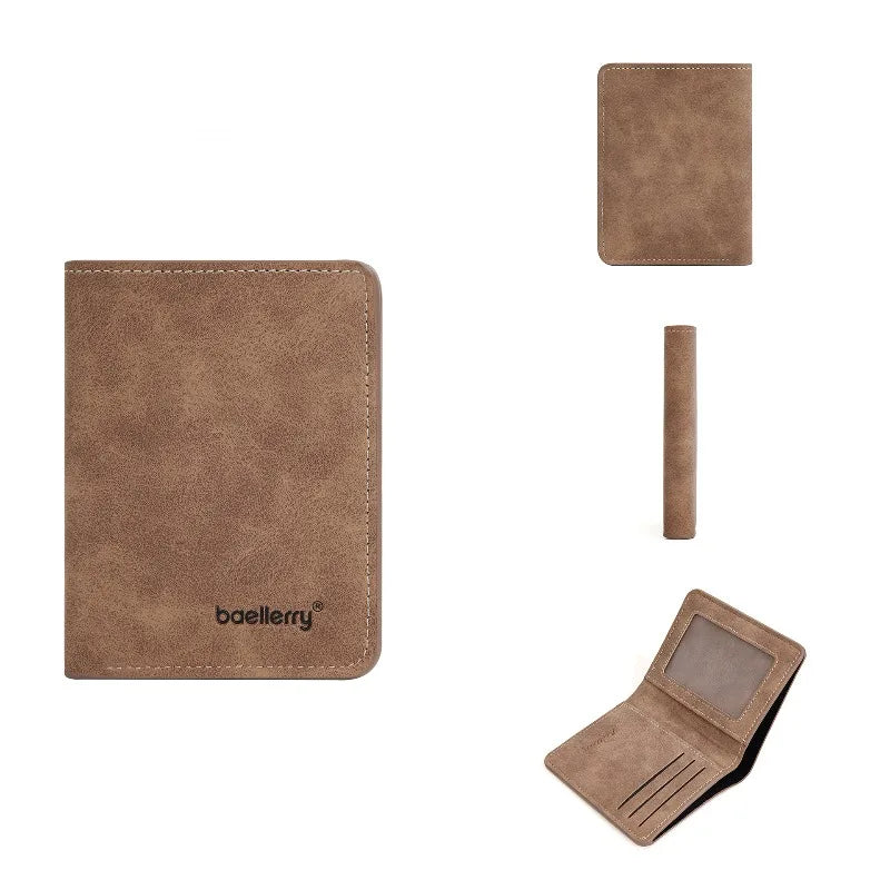 Portefeuille homme vertical sablé à fenêtre pour le permis