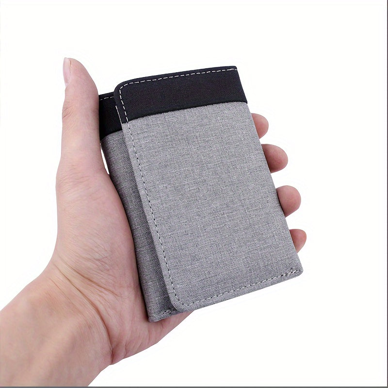 Portefeuille homme vertical à 3 volets en toile, 9 cartes