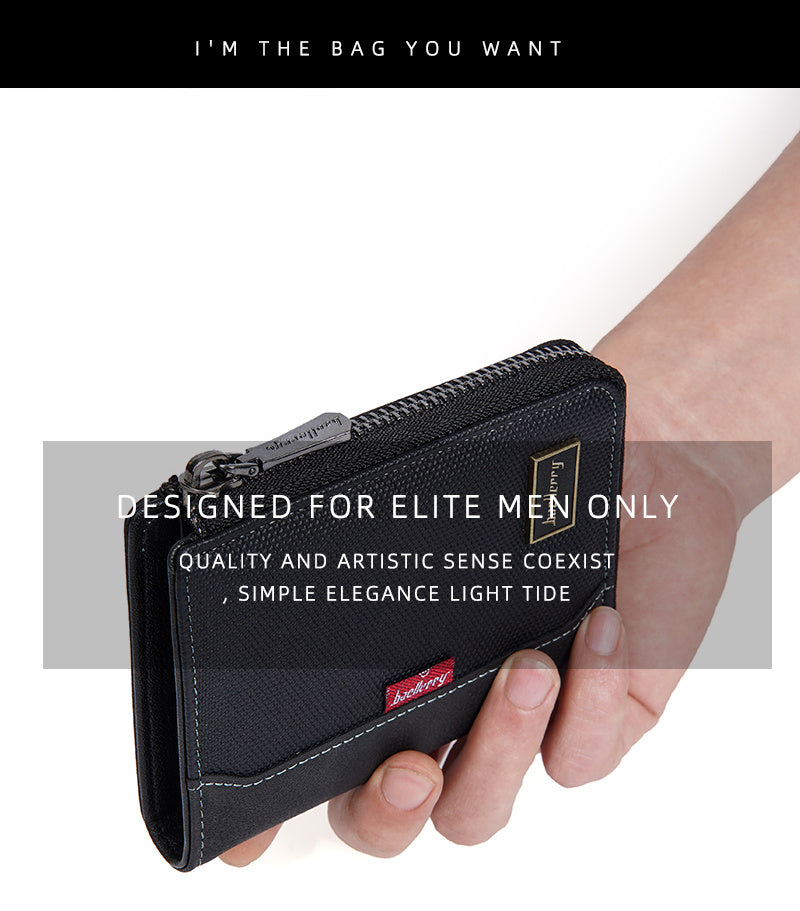 Portefeuille homme vertical zippé anti-RFID, poche monnaie