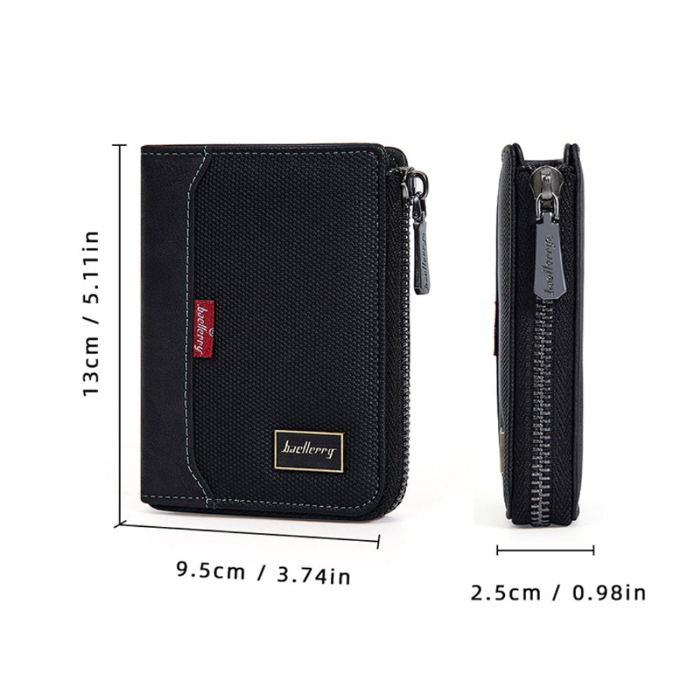Portefeuille homme vertical zippé anti-RFID, poche monnaie