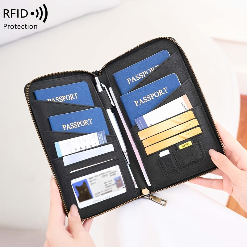 Portefeuille homme de voyage blindé RFID, quatre passeports