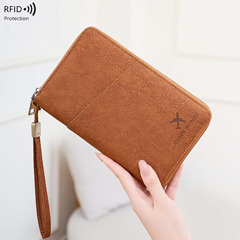 Portefeuille homme de voyage blindé RFID, quatre passeports