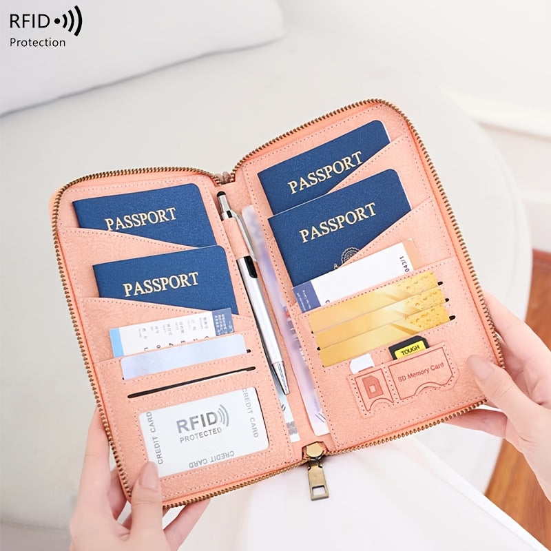 Portefeuille homme de voyage blindé RFID, quatre passeports