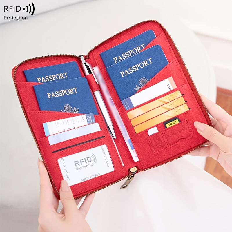 Portefeuille homme de voyage blindé RFID, quatre passeports