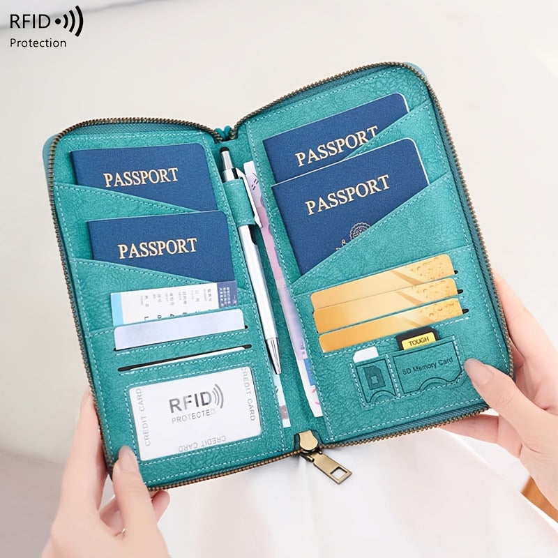 Portefeuille homme de voyage blindé RFID, quatre passeports