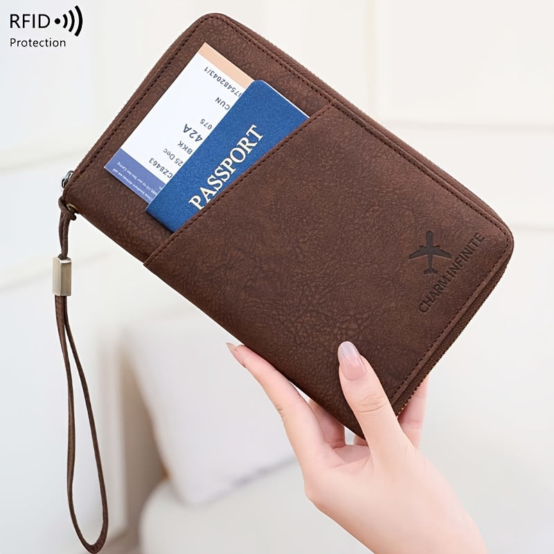 Portefeuille homme de voyage blindé RFID, quatre passeports