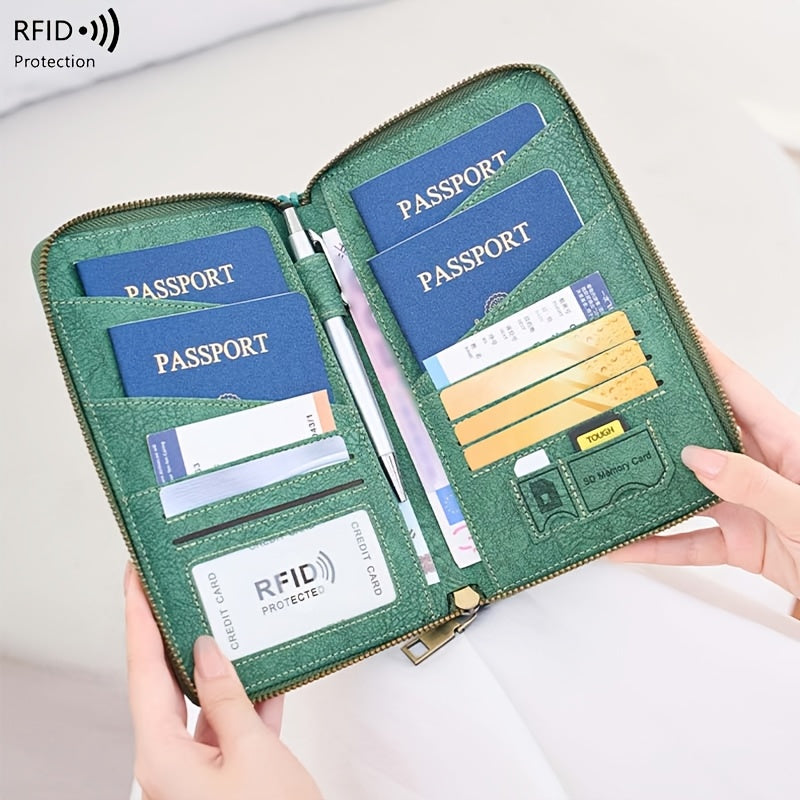 Portefeuille homme de voyage blindé RFID, quatre passeports