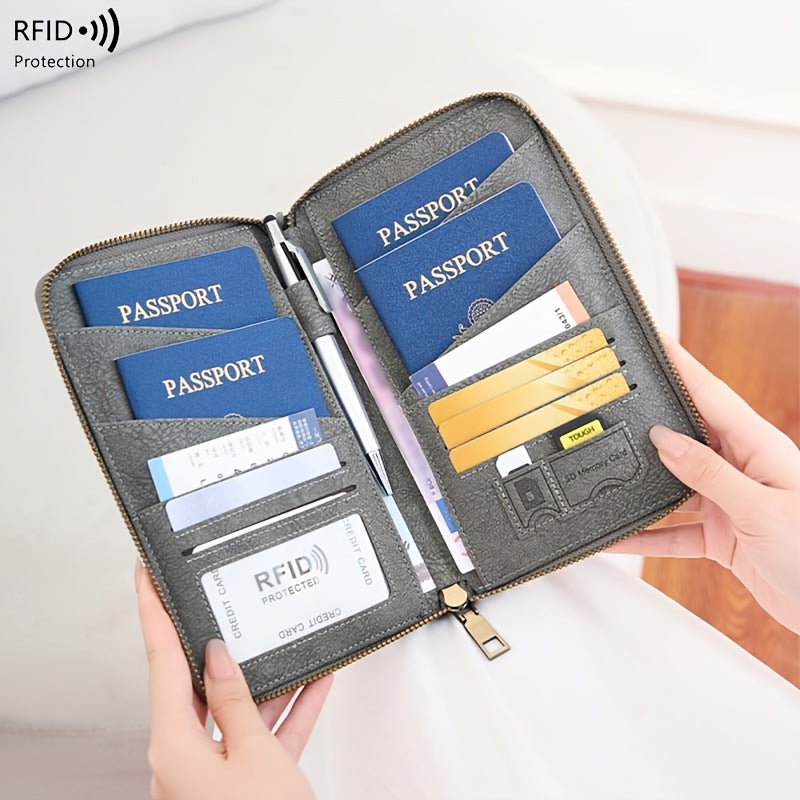 Portefeuille homme de voyage blindé RFID, quatre passeports
