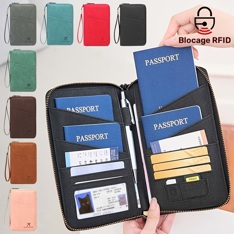 Portefeuille homme de voyage blindé RFID, quatre passeports