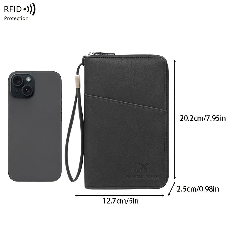 Portefeuille homme de voyage blindé RFID, quatre passeports