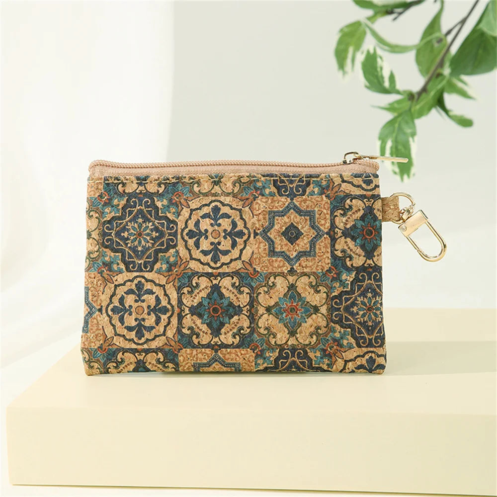 Portefeuille compact en liège naturel unisexe avec porte-monnaie et chaîne — photo 1