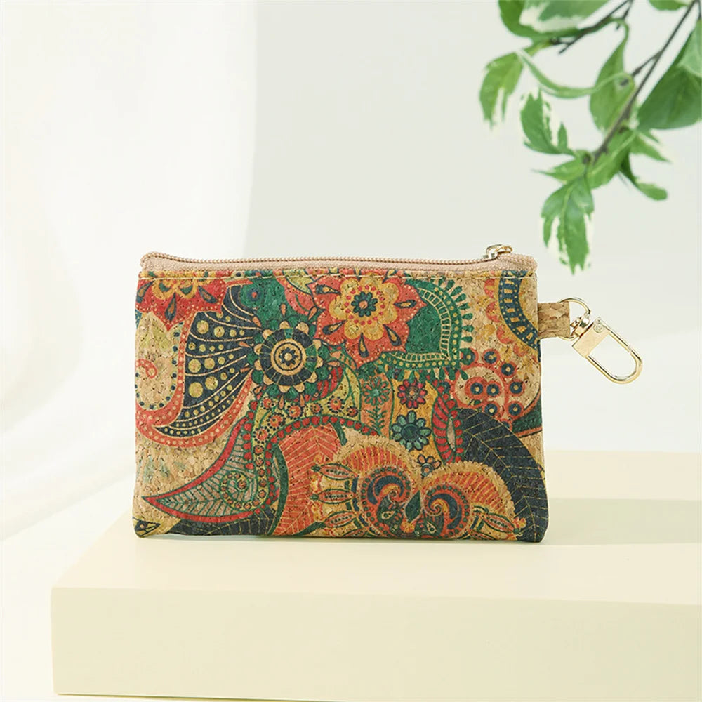 Portefeuille compact en liège naturel unisexe avec porte-monnaie et chaîne — photo 3