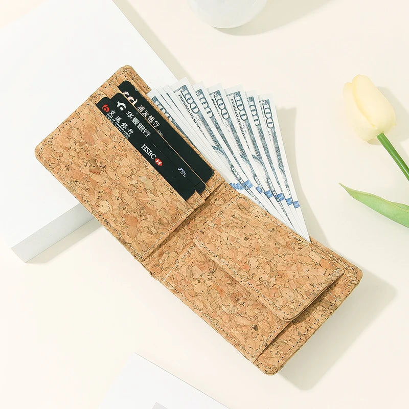Portefeuille compact pliable en liège PU  avec porte-cartes unisexe — photo 2