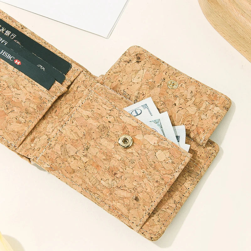 Portefeuille compact pliable en liège PU  avec porte-cartes unisexe — photo 4 Image