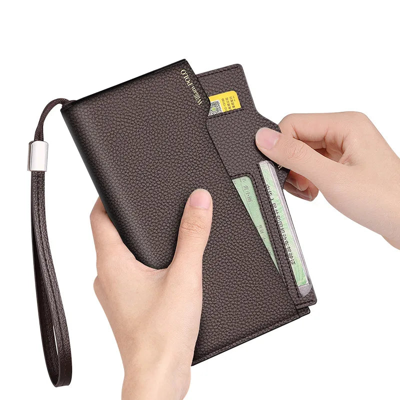 Portefeuille long homme en cuir véritable multifonction avec zip et compartiment téléphone grande capacité — photo 7