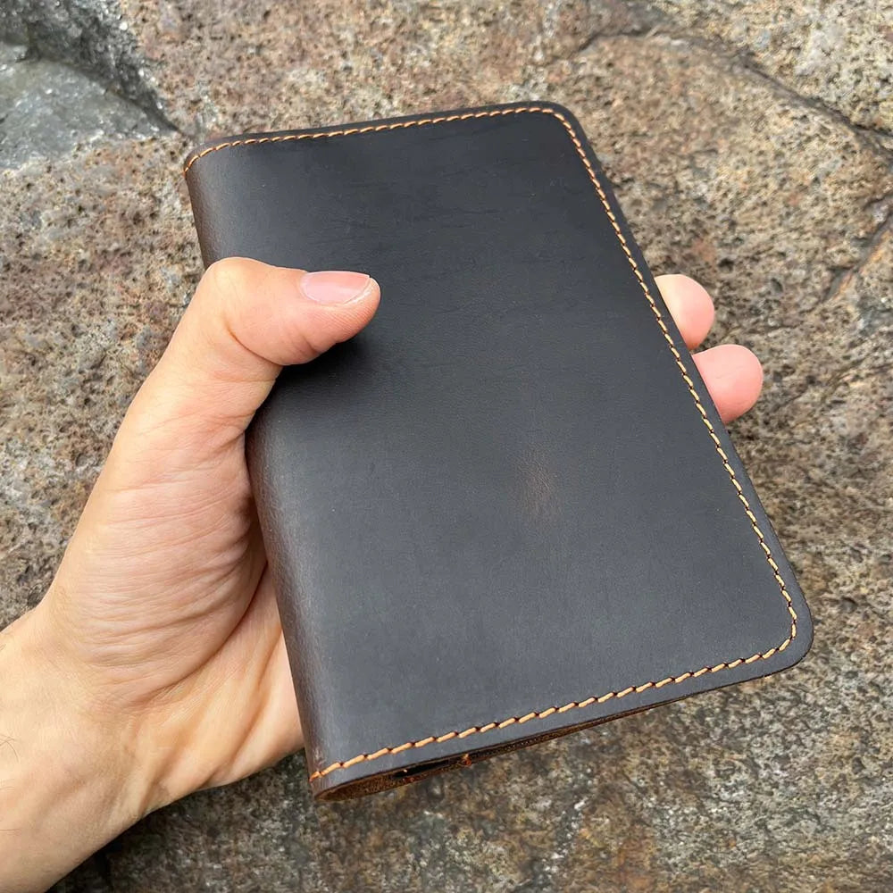 Protège-passeport et portefeuille long en cuir de vachette véritable personnalisé — photo 1
