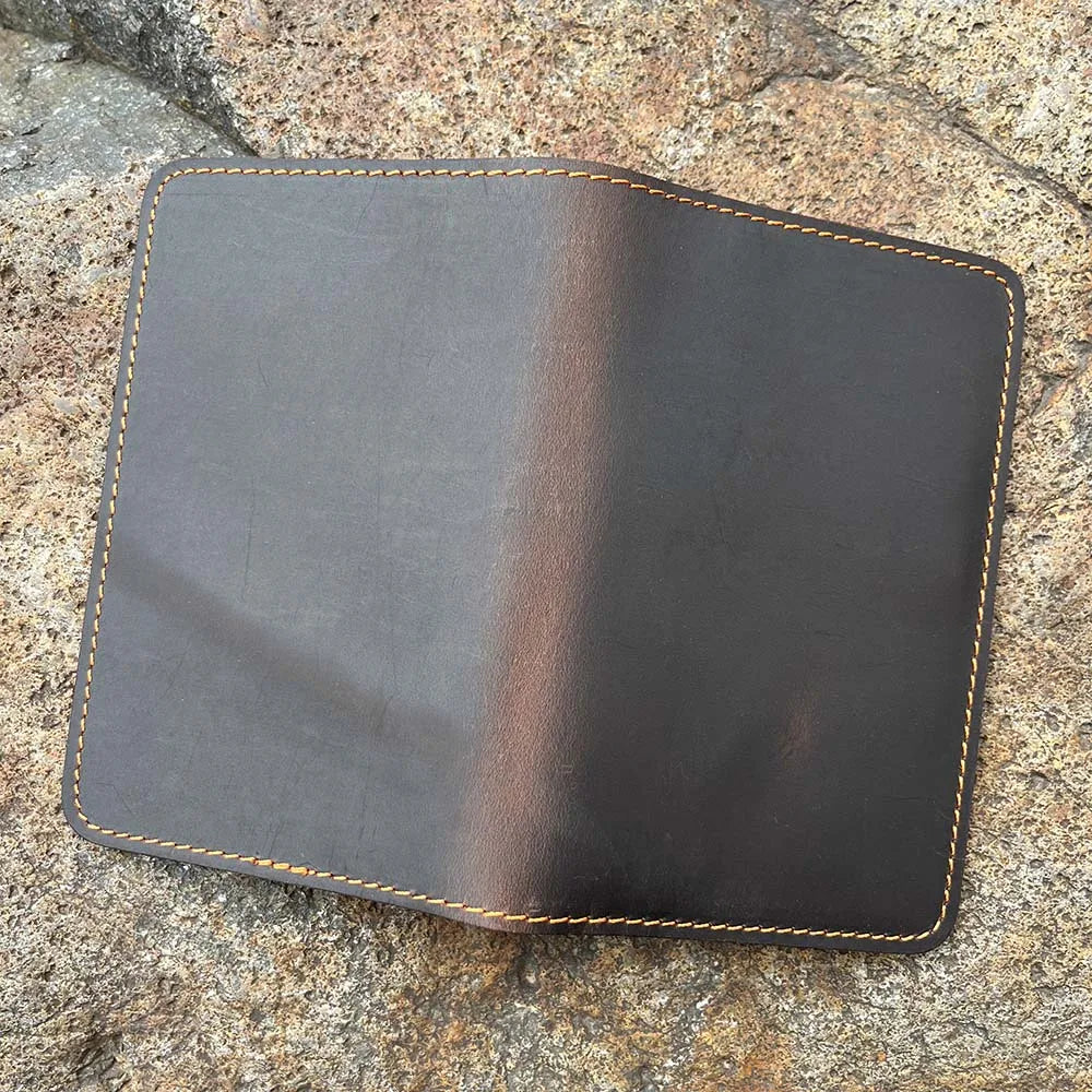 Protège-passeport et portefeuille long en cuir de vachette véritable personnalisé — photo 4 Image