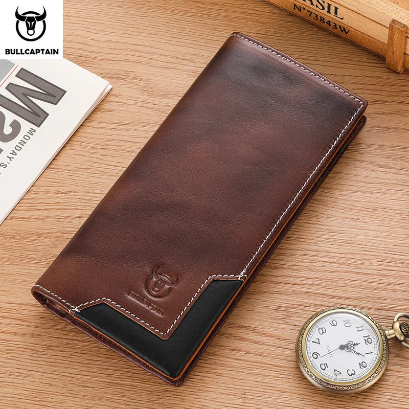 Portefeuille long homme en cuir véritable RFID avec compartiment téléphone et grande capacité — photo 10 Image