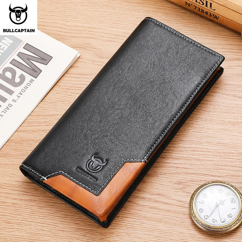 Portefeuille long homme en cuir véritable RFID avec compartiment téléphone et grande capacité — photo 11