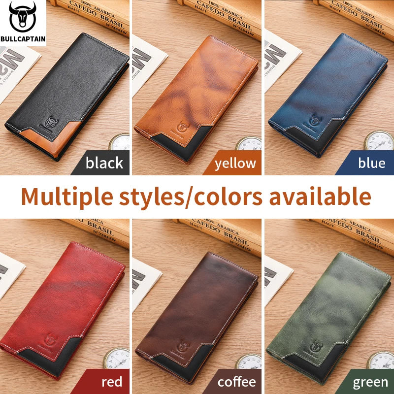 Portefeuille long homme en cuir véritable RFID avec compartiment téléphone et grande capacité — photo 5