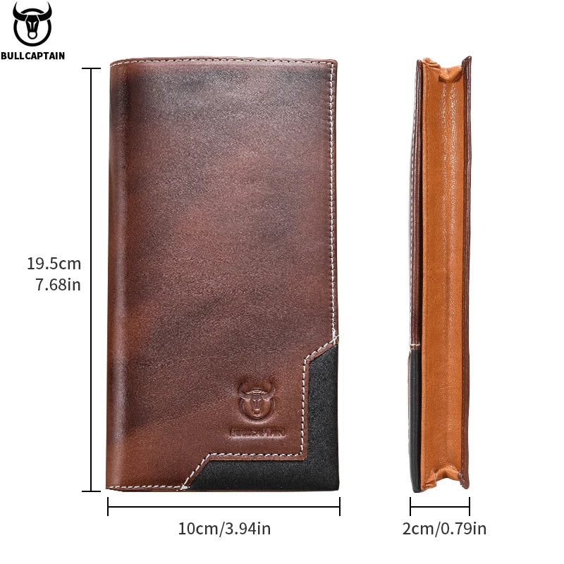 Portefeuille long homme en cuir véritable RFID avec compartiment téléphone et grande capacité — photo 6