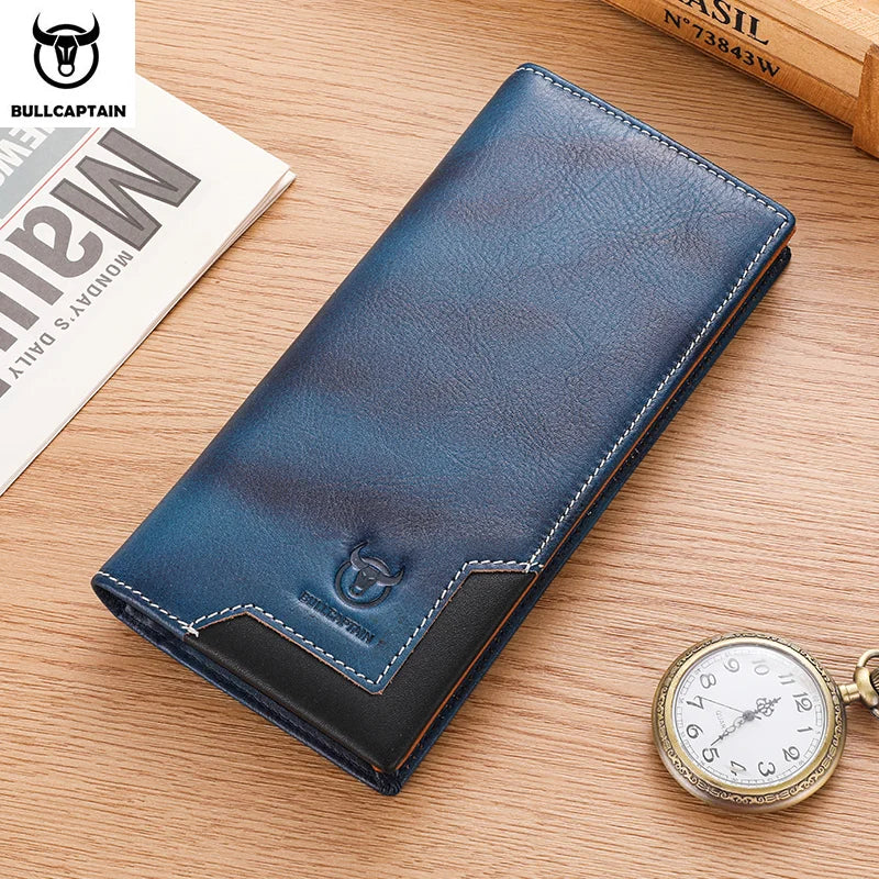 Portefeuille long homme en cuir véritable RFID avec compartiment téléphone et grande capacité — photo 7
