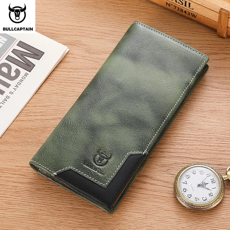 Portefeuille long homme en cuir véritable RFID avec compartiment téléphone et grande capacité — photo 8