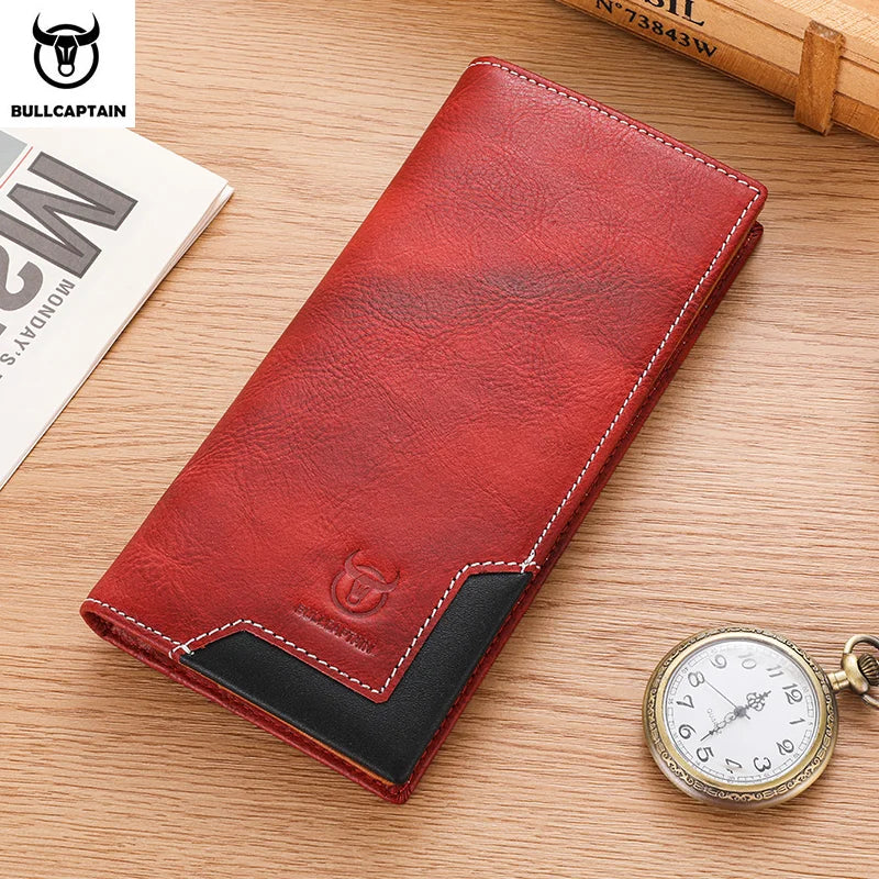 Portefeuille long homme en cuir véritable RFID avec compartiment téléphone et grande capacité — photo 9