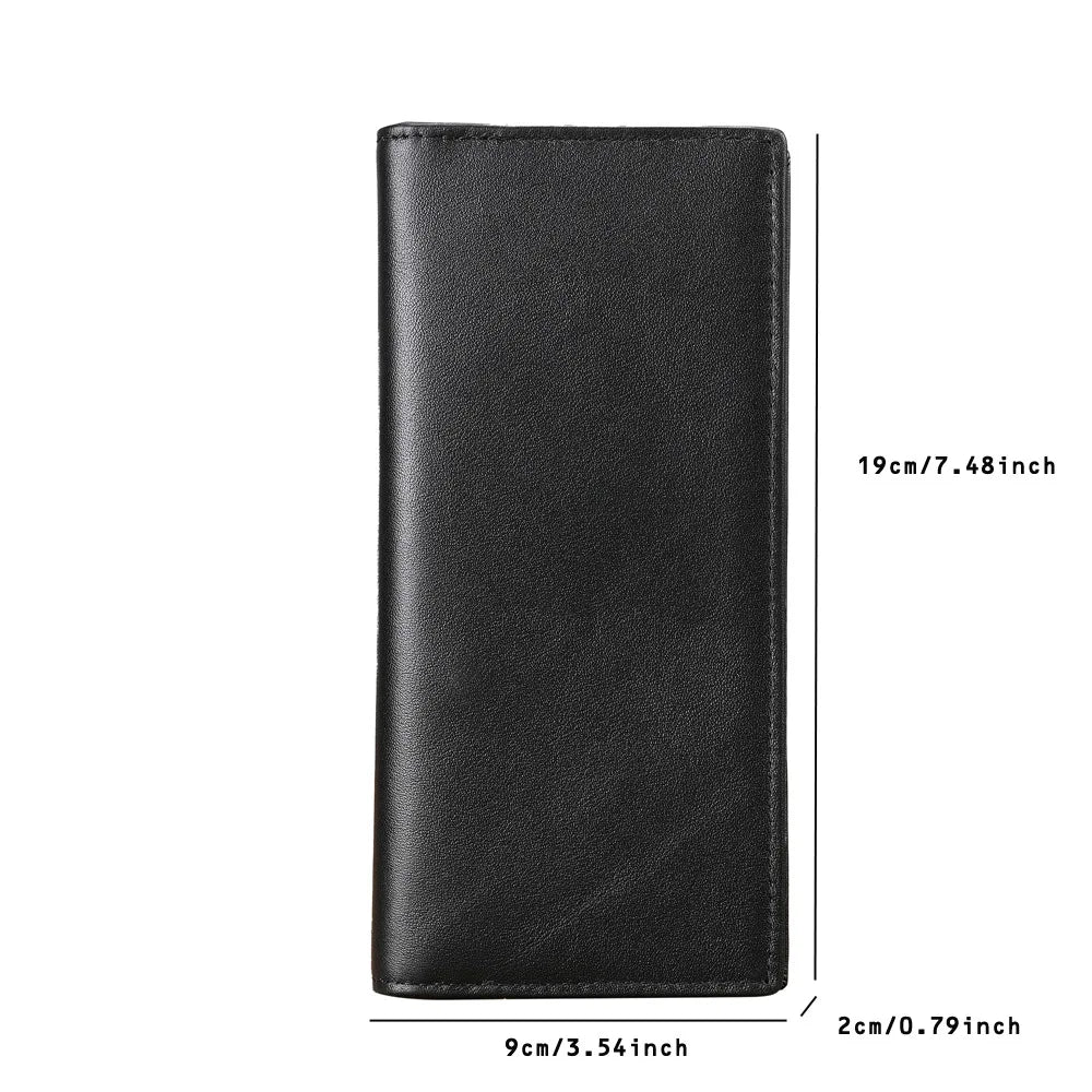 Portefeuille long homme en cuir véritable RFID avec porte-cartes et poche monnaie zippée — photo 5