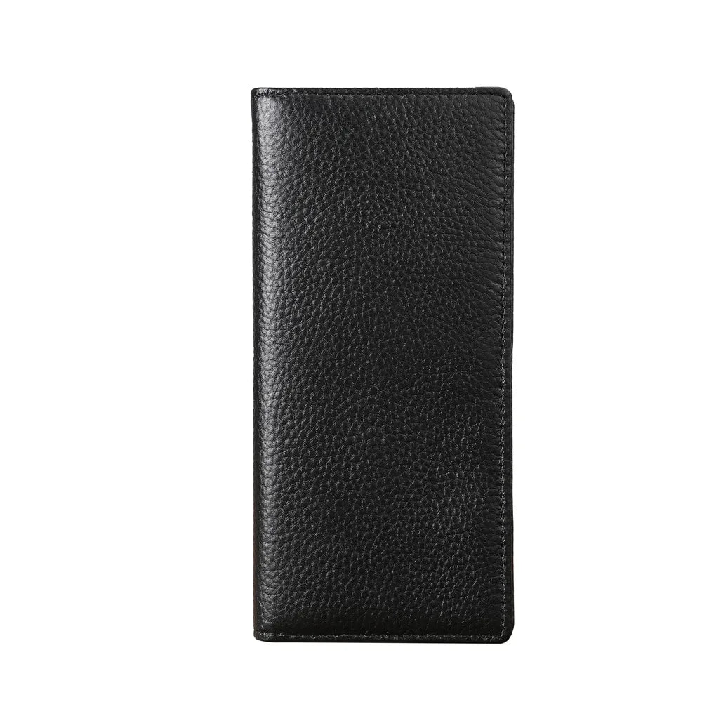 Portefeuille long homme en cuir véritable RFID avec porte-cartes et poche monnaie zippée — photo 7