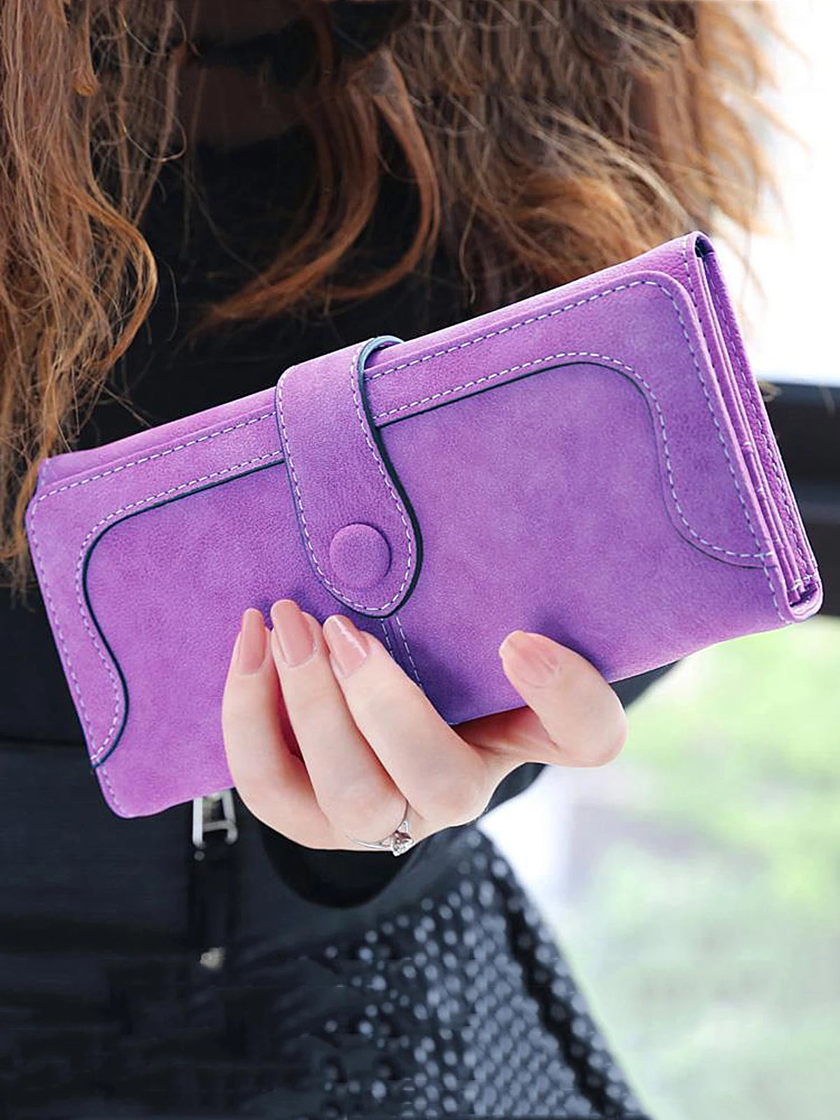 Portefeuille long grande capacité en cuir PU avec 17 fentes cartes — photo 4