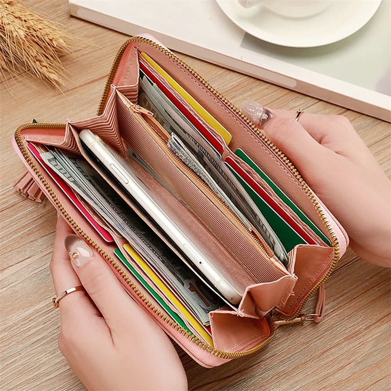 Portefeuille long pour femme en cuir pu souple à motifs cœurs — photo 2