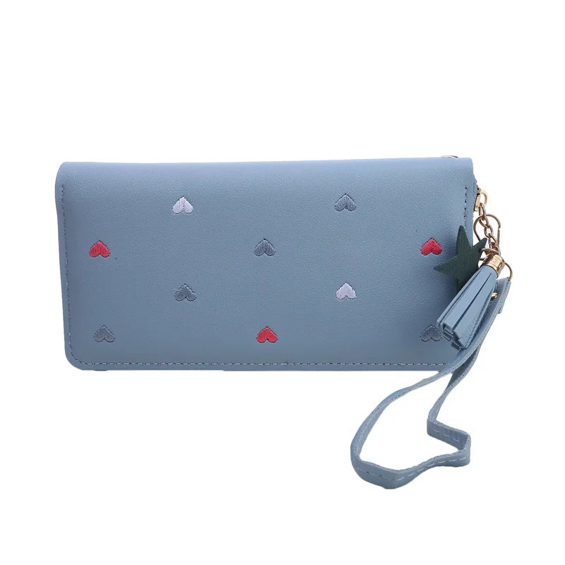 Portefeuille long pour femme en cuir pu souple à motifs cœurs — photo 8