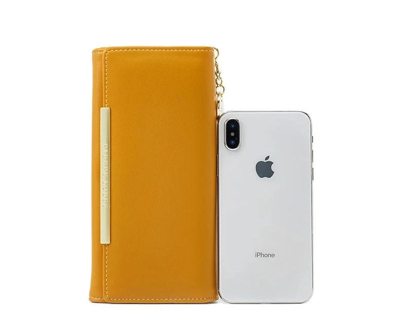 Portefeuille long femme en cuir PU grande capacité avec fermeture zippée et compartiments multiples — photo 4