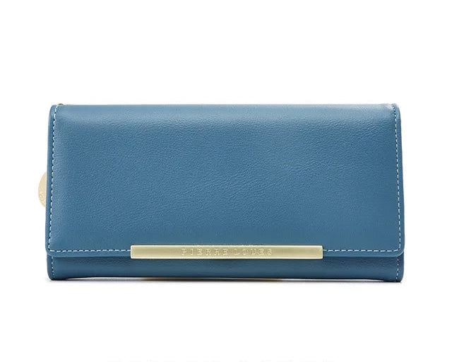 Portefeuille long femme en cuir PU grande capacité avec fermeture zippée et compartiments multiples — photo 8