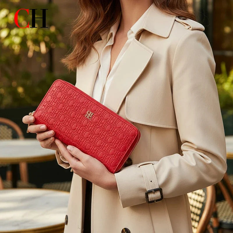 Portefeuille long femme en cuir PU avec fermeture zippée et grande capacité élégante — photo 1
