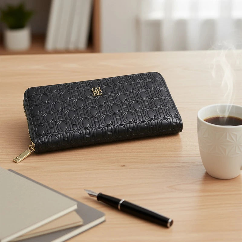 Portefeuille long femme en cuir PU avec fermeture zippée et grande capacité élégante — photo 2