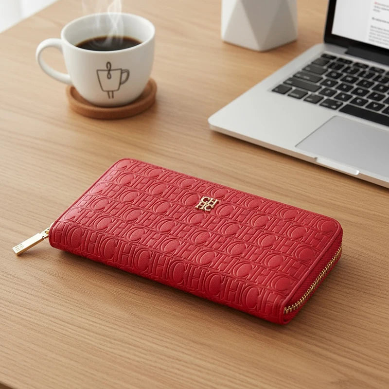 Portefeuille long femme en cuir PU avec fermeture zippée et grande capacité élégante — photo 3