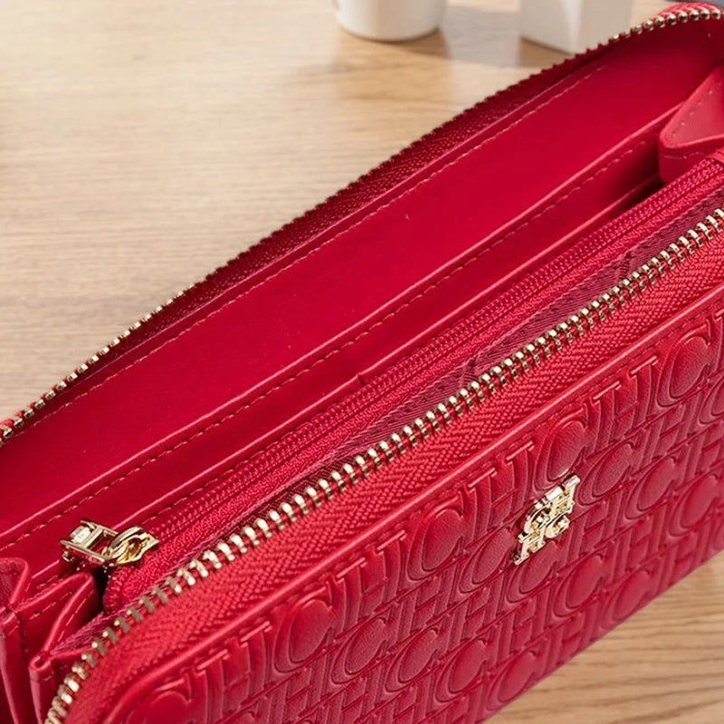 Portefeuille long femme en cuir PU avec fermeture zippée et grande capacité élégante — photo 6