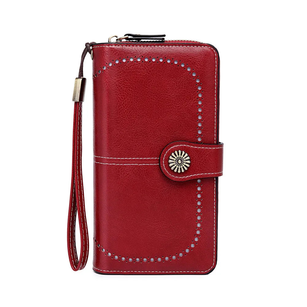 Portefeuille long femme en cuir PU multifonction avec zip, rabat et grande capacité élégante — photo 2