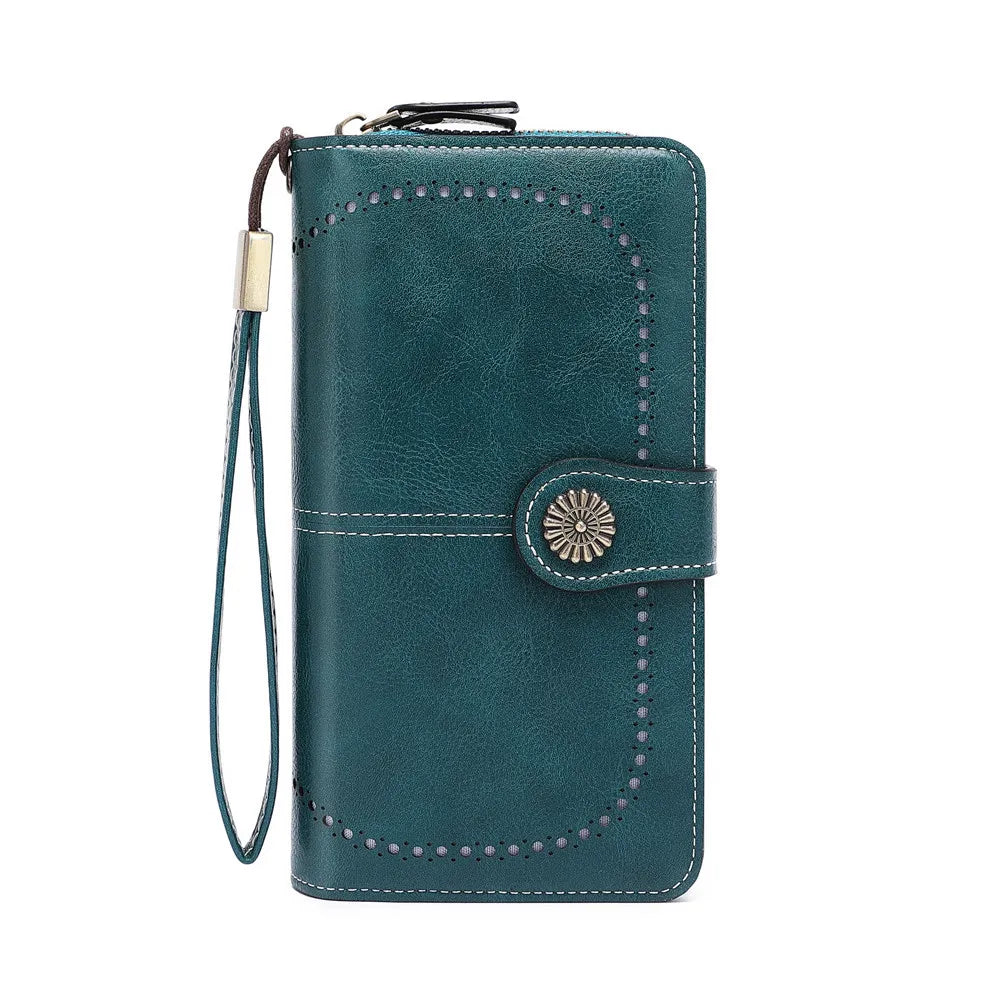 Portefeuille long femme en cuir PU multifonction avec zip, rabat et grande capacité élégante — photo 3