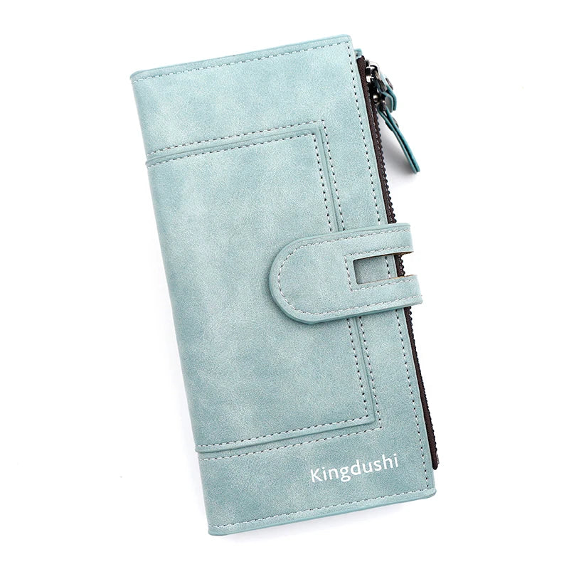 Portefeuille long femme en cuir PU avec rabat, compartiment téléphone et grande capacité — photo 10