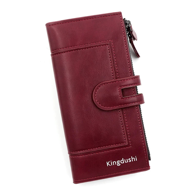 Portefeuille long femme en cuir PU avec rabat, compartiment téléphone et grande capacité — photo 11